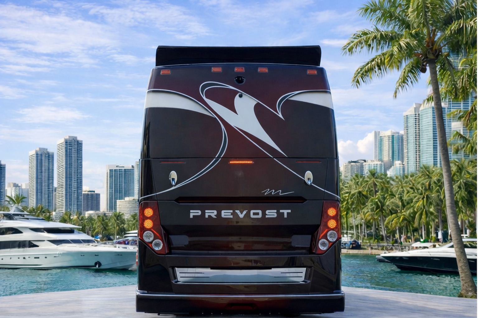 FrakShares Prevost motorcoach rear view