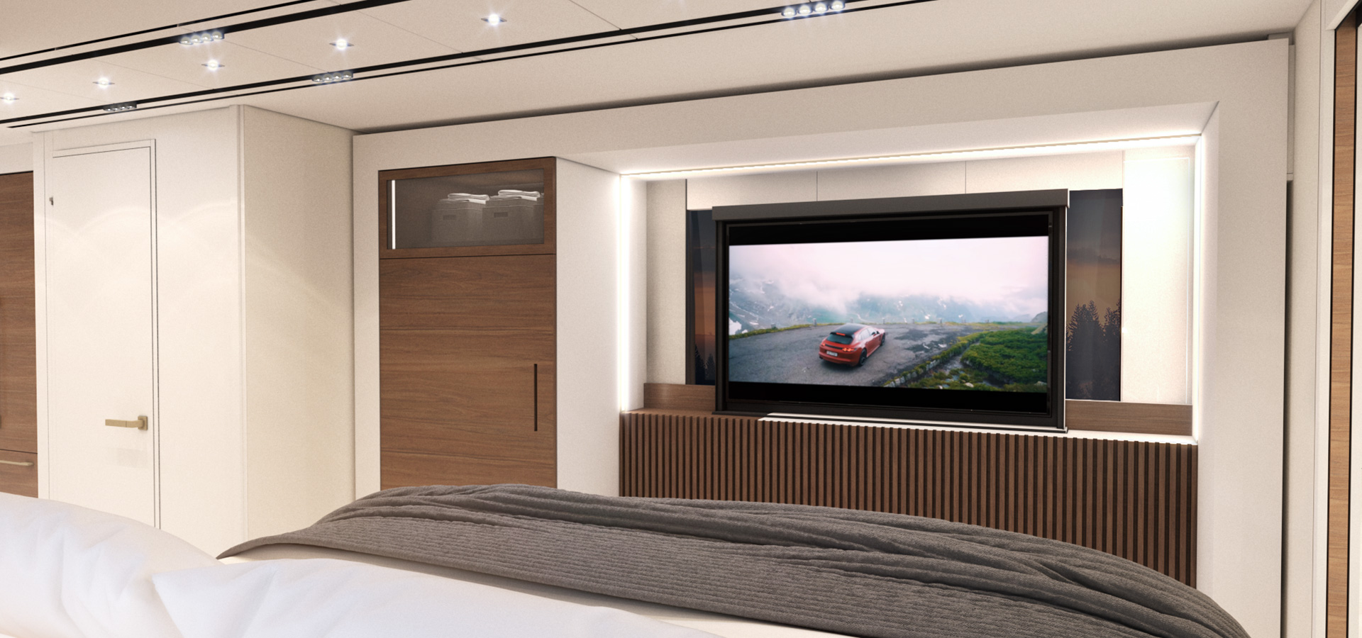 Loki luxury motorcoach master bedroom