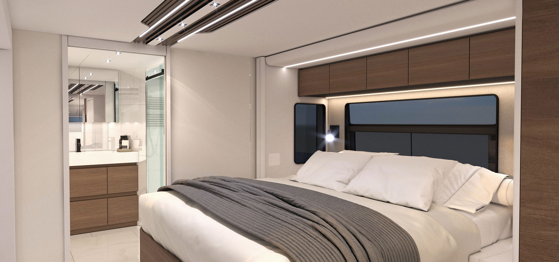 Loki luxury motorcoach second bedroom