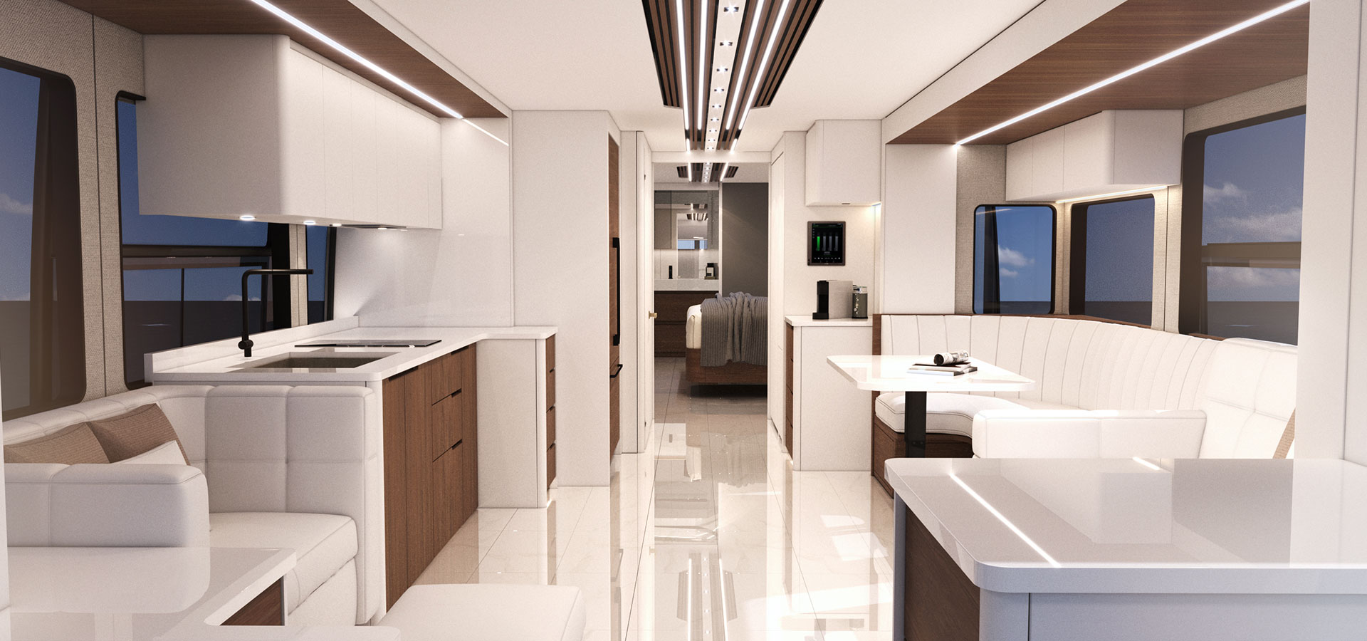 Loki luxury motorcoach lounge interior